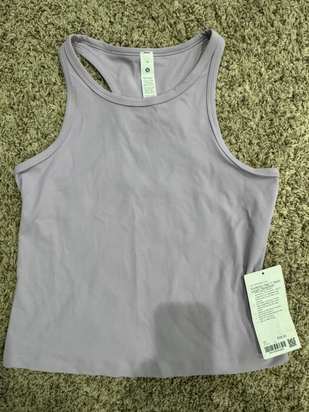 Lululemon Align Waist-Length Racerback Tank Top Lilac Play size 10-NEW WITH TAGS